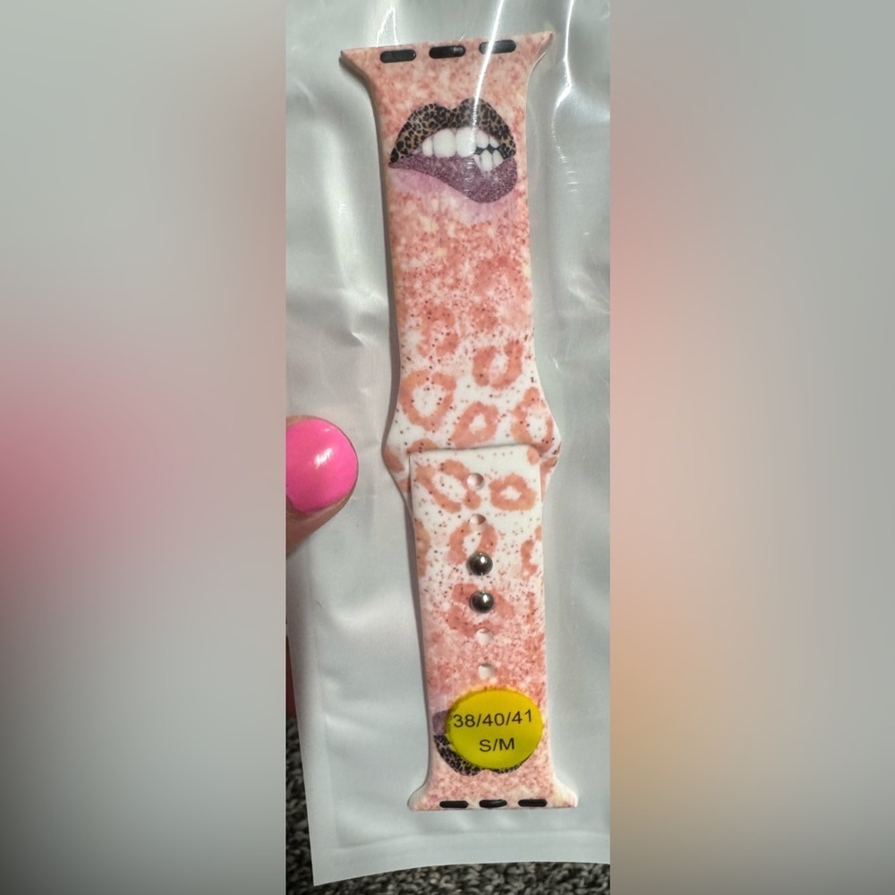 New leopard blush kisses print silicone watch band for apple watch